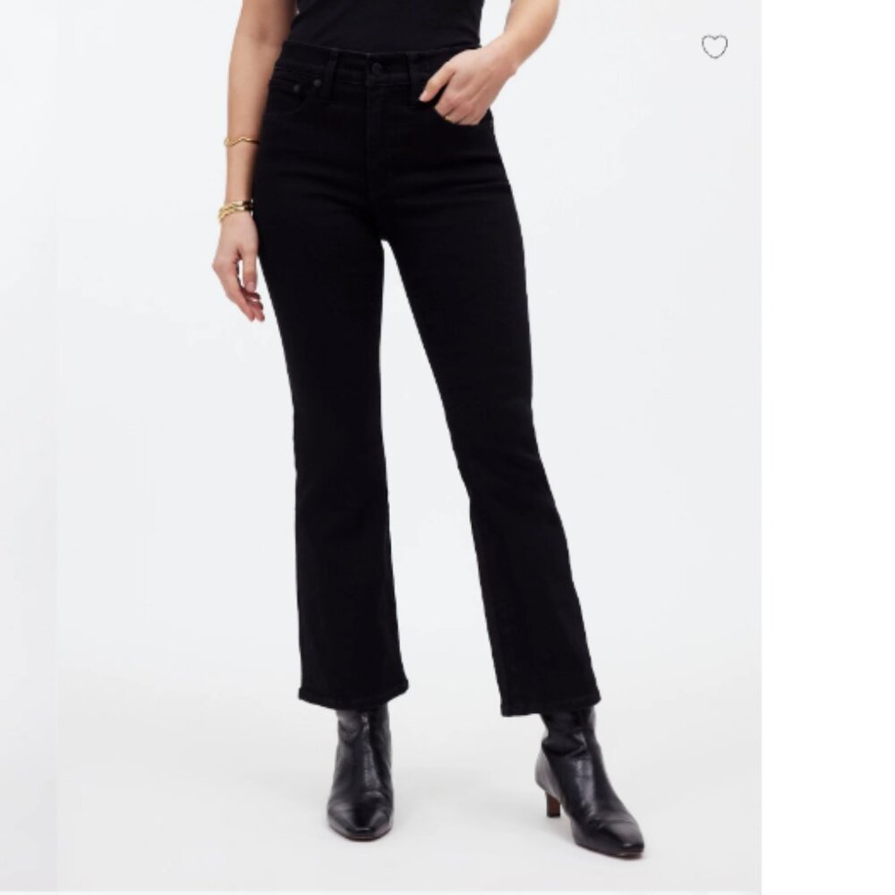 NWT Madewell Mid-Rise Kick Out Crop Jeans in Black Size 32 Tall